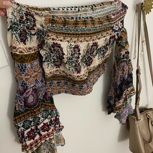 Boho strapless off the shoulder crop top